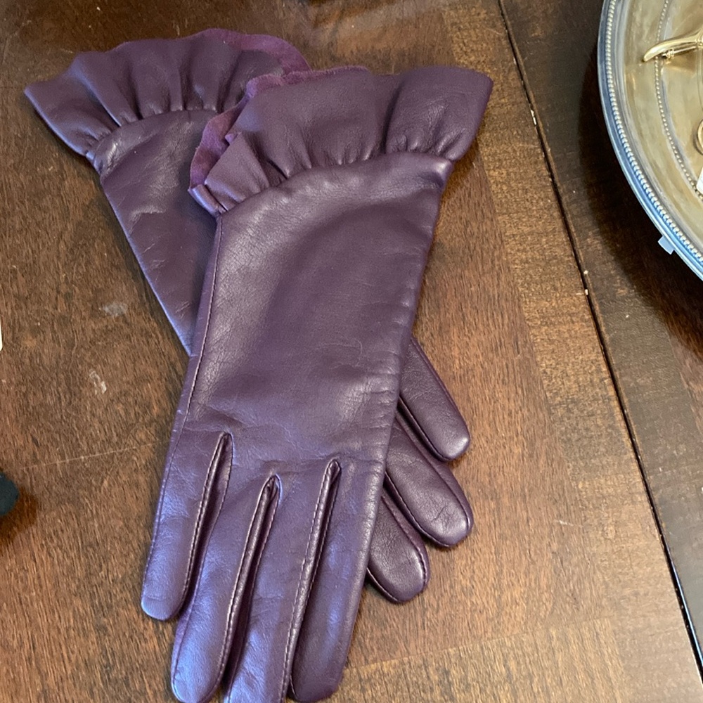 Retro Leather Gloves Eggplant